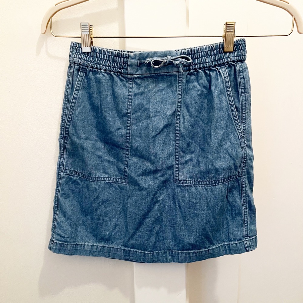 J. Crew‎ Mercantile Denim Chambray Mini Skirt XXS Cotton Lightweight Casual